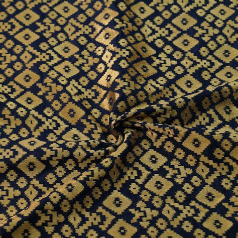 Banarasi Brocade Navy Blue With Gold Geometric All Over Pattern Woven ...