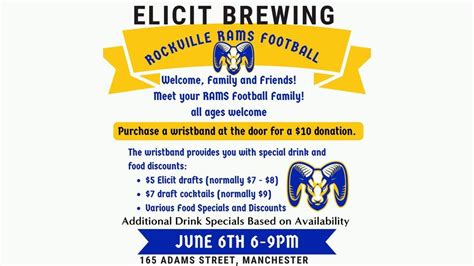 Rockville Rams fundraiser at Elicit Brewing, Elicit Brewing Co ...