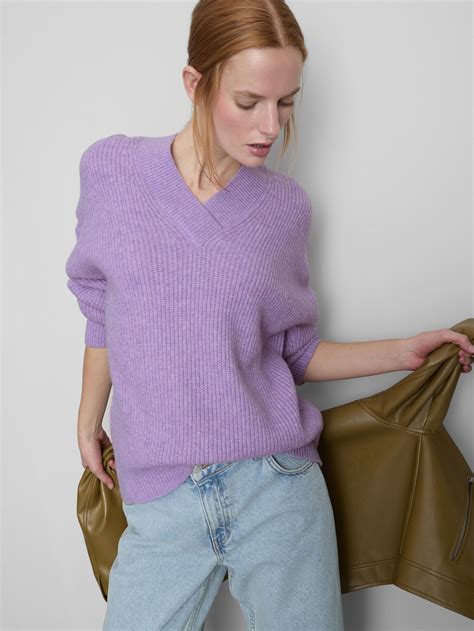 Womens Lilac Ribbed V-Neck Jumper | Primark