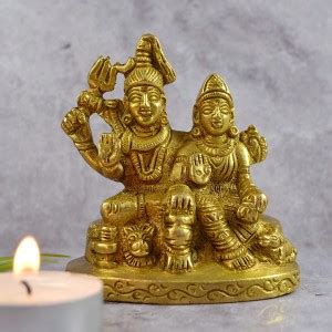 REIKI CRYSTAL PRODUCTS Brass Statue Shiv Parivar Murti Shiva Parvati ...