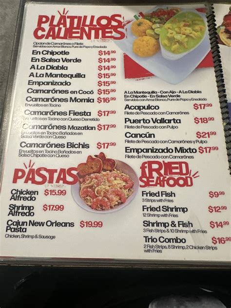 Menu at El Chucoviche Mariscos restaurant, El Paso
