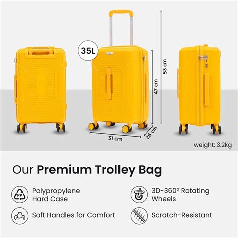 Buy The Clownfish Skyroller 20inch Cabin Trolley Bag | Dark Yellow