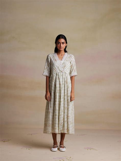 Oasis Wrap Dress: Buy Handwoven Check Dress | Elegant Style