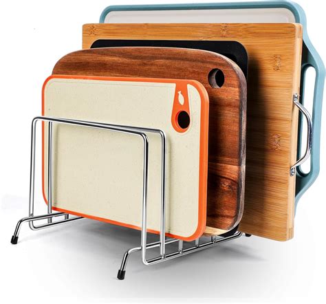 Amazon.com: 6 Slot Stainless Steel Heavy Duty Cutting Board Organizer ...