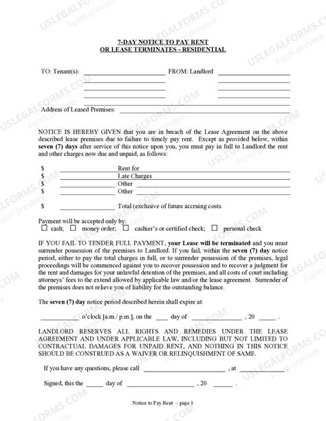 New Hampshire 7 Day Notice to Pay Rent or Lease Terminates ...