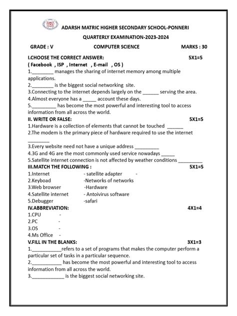 Image result for Class 5 Computer Question Sample
