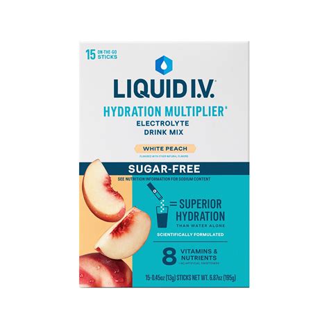 LIQUID I.V. Hydration Multiplier Sugar-Free White Peach Electrolyte ...