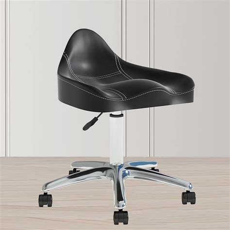 Buy Black Chair PU Leather with Backrest Rolling Stool,Lift Handle ...