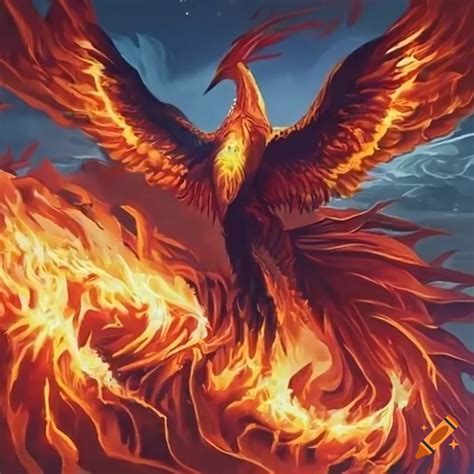 Depiction of a phoenix warrior emerging from flames on Craiyon