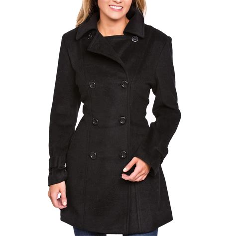 Female Black Pea Coat - Tradingbasis
