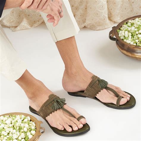 New Green Kolhapuri Slippers For Men