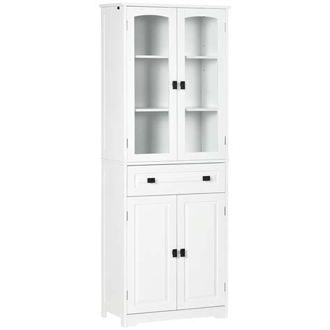 Homcom Kitchen Cupboard Freestanding Storage Cabinet With 2 Adjustable ...