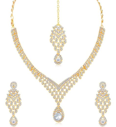 Buy Sukkhi Incredible Gold Plated Austrian Diamond Necklace Set For ...