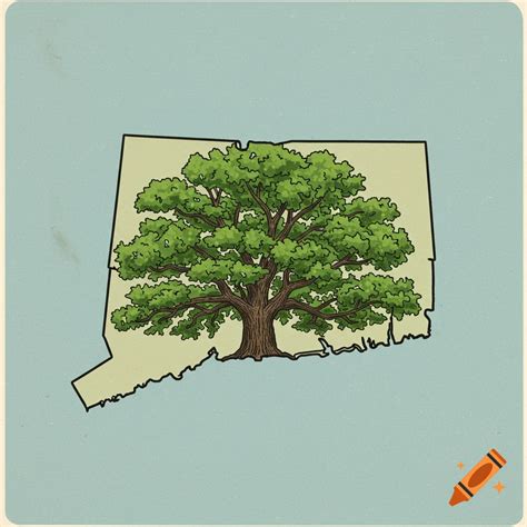 Illustration of a large tree inside the outline of the state of ...