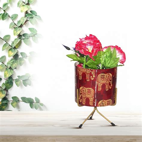 CINAGRO Metal Flower Vase Planter Pot with Iron Stand, Pots for Plants ...