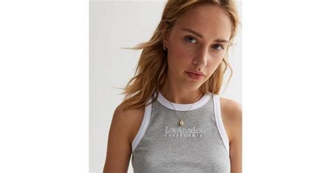 Grey Marl LA Logo Vest | New Look