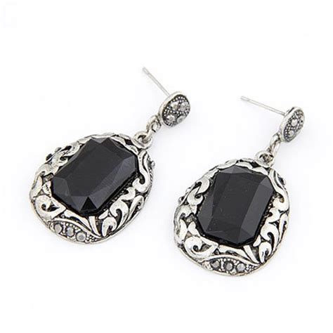 Cinderella Collection by Shining Diva Black & Silver Alloy Stone Drop ...