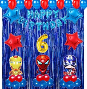 Attache Super hero Theme Foil Balloon for Birthday Decoration items (6 ...