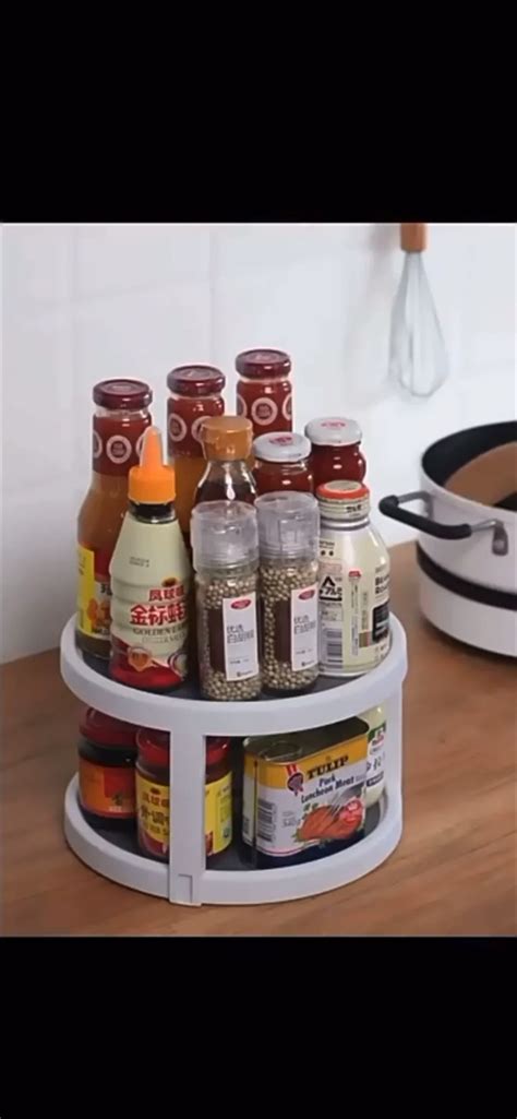 Lazy Susan Spice Rack Organizer Rotating Kitchen Counter Tray Cabinet ...