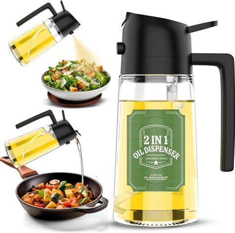 TCCO 2 in 1 Oil Dispenser - 470ml Bottle with Sprayer for Kitchen ...