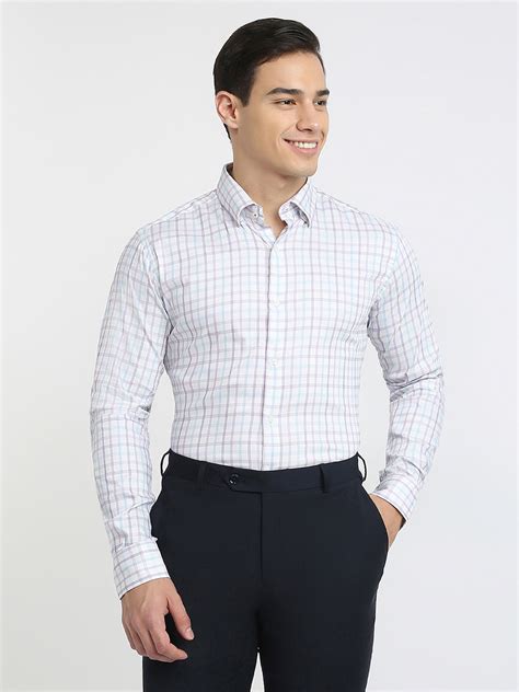 Raymond Men Purple Checks Slim Fit Cotton Blend Formal Shirt – MyRaymond