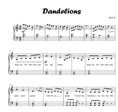 Dandelions Piano Tutorial 的图像结果