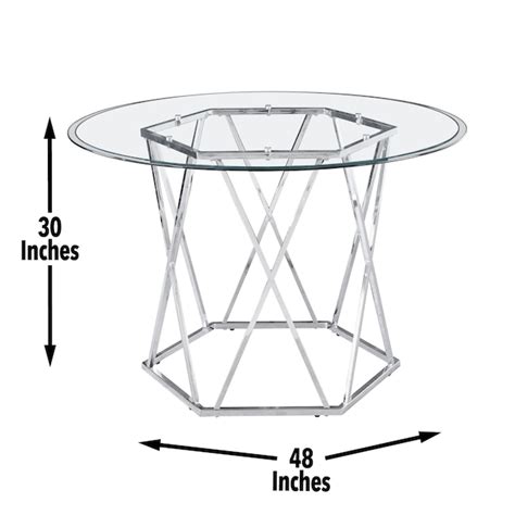 Steve Silver Chrome Round Contemporary/Modern Dining Table, Glass Top ...