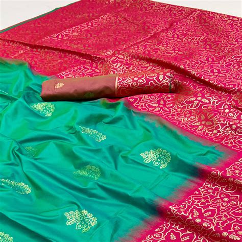 Rama Green Saree Woven In Art Silk With Alluring Floral Zari Detailing