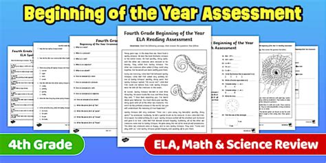 Fourth Grade Beginning of the Year Assessment Pack