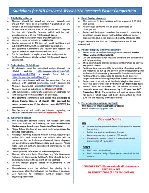 Fillable Online Guidelines for NIH Research Week 2016 Research Poster ...