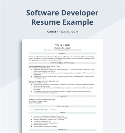 Image result for Software Developer Resume Example