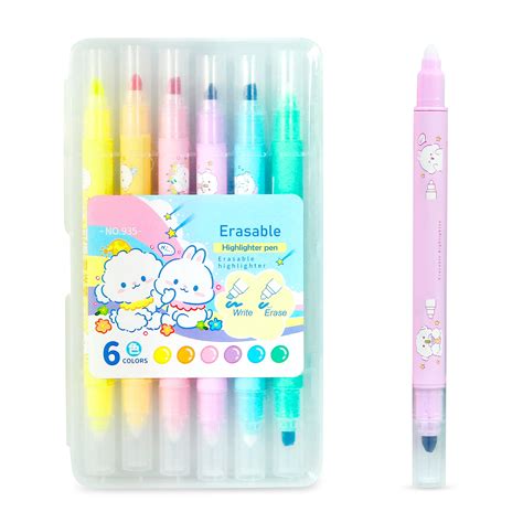 GLUN® Erasable Marker, Self-Outline Neon Colour Markers, 6 Shades ...