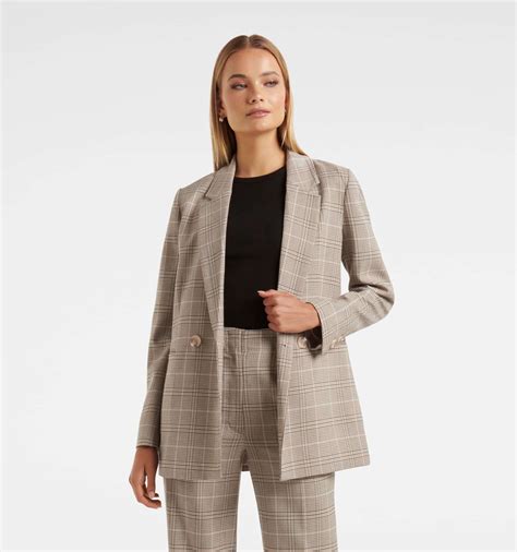 Buy Fiona Check Double Breasted Blazer - Forever New