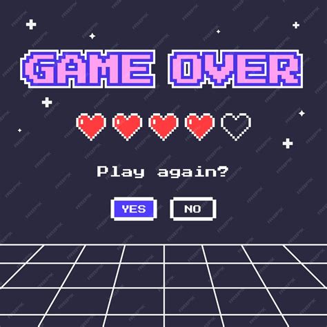 Premium Vector | Flat game over pixel art retro game style template