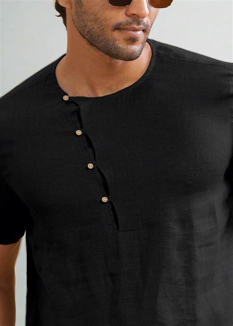 Black Pure Linen Short Sleeve T-Shirt – Linen Trail