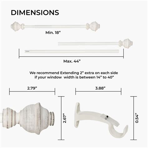 Buy DECO WINDOW Extendable Single Curtain Rod - 19mm, Ivory (18-44in ...