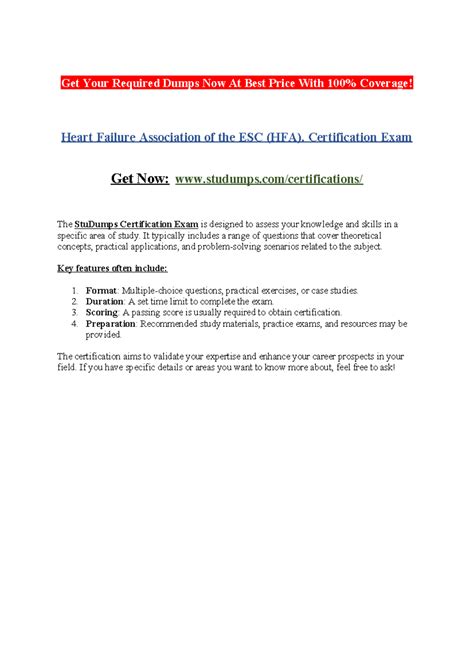 Heart Failure Association of the ESC (HFA). Certification Exam - Get ...