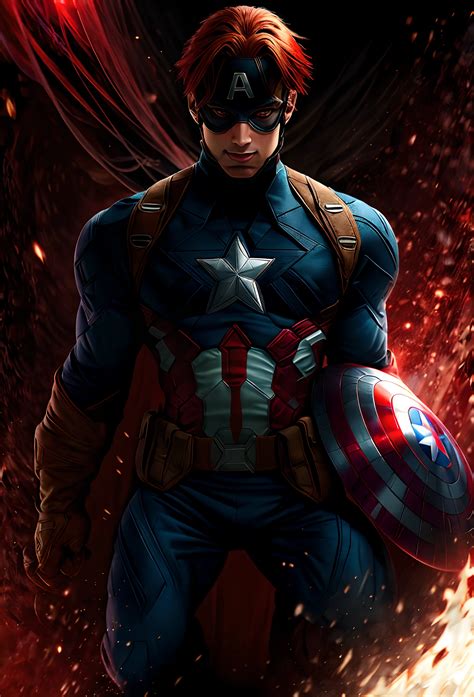 Evil Captain America, Red eyes, red hair, extremely detailed - SeaArt AI