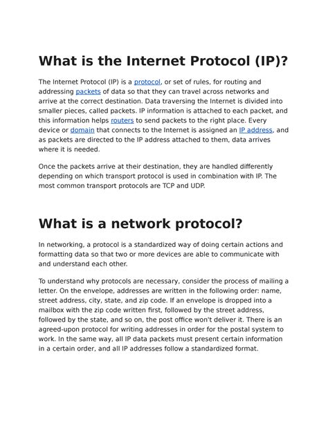 What is the Internet Protocol - Data traversing the Internet is divided ...