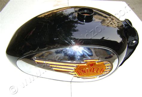 VINTAGE STYLE BLACK TANK WITH ROYAL ENFIELD TANK MONOGRAM AND CHROME P ...