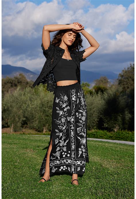 Buy DOMINGO HIGH SLIT LINEN SKIRT | Johnny Was
