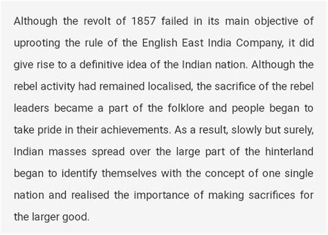 write briefly how the revolt of 1857 led to the growth of Indian ...