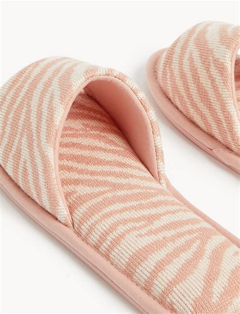 Buy Zebra Print Open Toe Mule Slippers at Marks & Spencer