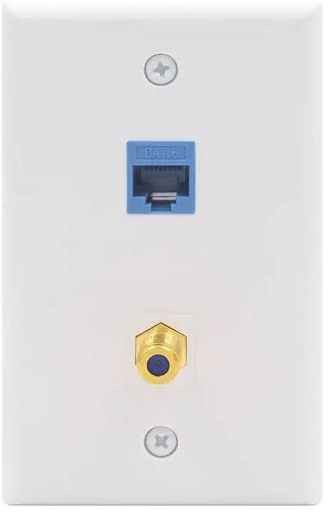 Newhouse Hardware Ethernet & Coaxial Wall Plate, White, 1-Pack : Amazon ...