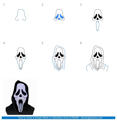 How to Draw a Scream Mask or Ghostface from SCREAM - Step by Step Easy ...