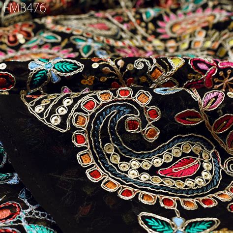 Black Sequin Embroidered Georgette Fabric by Yard Indian Embroidery We ...