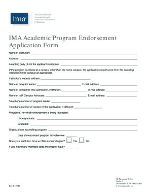 Fillable Online imanet IMA Academic Program Endorsement Fax Email Print ...