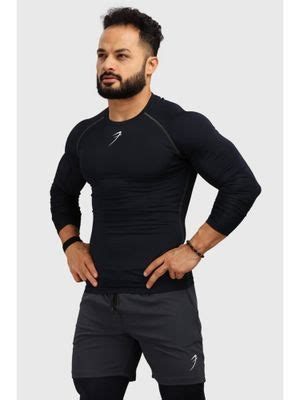 Buy FUAARK Mens Navy Blue Compression Full Sleeves Sports and Gym T ...