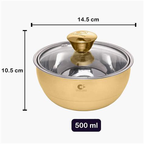 Buy CROWN CRAFT Curry Server Gold Stainless Steel Casserole with Glass ...