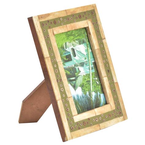 Handmade Wooden and Green Floral Border Photo Frame